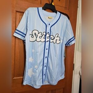 Disney Stitch Womens Button Up Baseball Short Sleeve Jersey Sz L Nwtused same p